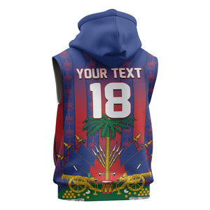 Custom Haiti Football 2026 Sleeveless Zip Hoodie Les Grenadiers Voodoo Veve Pride