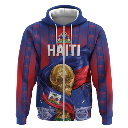 Custom Haiti Football 2026 Zip Hoodie Les Grenadiers Voodoo Veve Pride