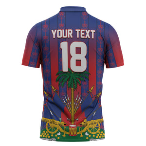 Custom Haiti Football 2026 Zipper Polo Shirt Les Grenadiers Voodoo Veve Pride