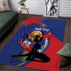Personalized Haiti Football Champions Area Rug National Pride Gold Trophy
