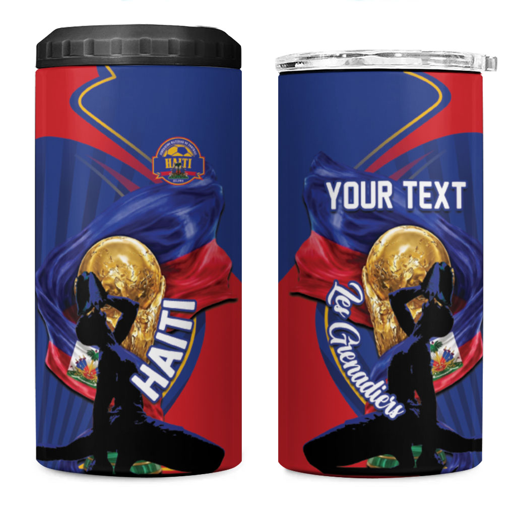 Personalized Haiti Football Champions 4 in 1 Can Cooler Tumbler National Pride Gold Trophy