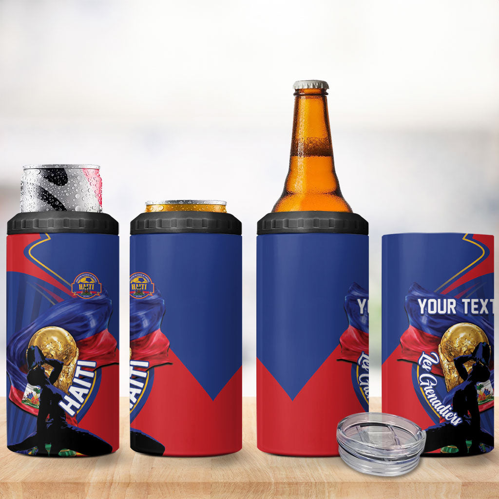 Personalized Haiti Football Champions 4 in 1 Can Cooler Tumbler National Pride Gold Trophy
