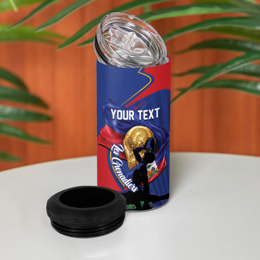 Personalized Haiti Football Champions 4 in 1 Can Cooler Tumbler National Pride Gold Trophy