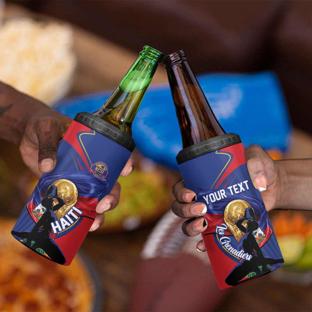 Personalized Haiti Football Champions 4 in 1 Can Cooler Tumbler National Pride Gold Trophy