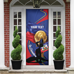 Personalized Haiti Football Champions Door Cover National Pride Gold Trophy