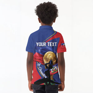 Personalized Haiti Football Champions Kid Polo Shirt National Pride Gold Trophy