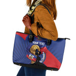 Personalized Haiti Football Champions Leather Tote Bag National Pride Gold Trophy