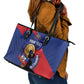 Personalized Haiti Football Champions Leather Tote Bag National Pride Gold Trophy