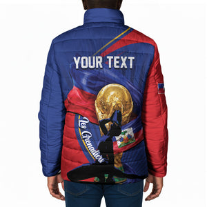 Personalized Haiti Football Champions Padded Jacket National Pride Gold Trophy