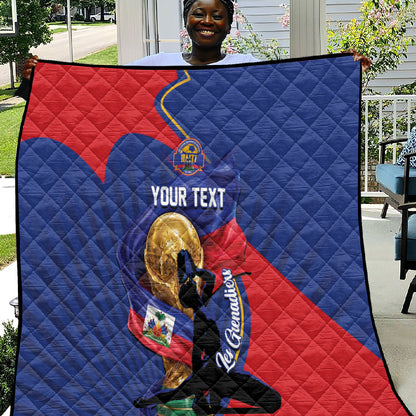 Personalized Haiti Football Champions Quilt National Pride Gold Trophy