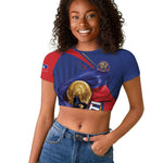 Personalized Haiti Football Champions Raglan Cropped T shirt National Pride Gold Trophy
