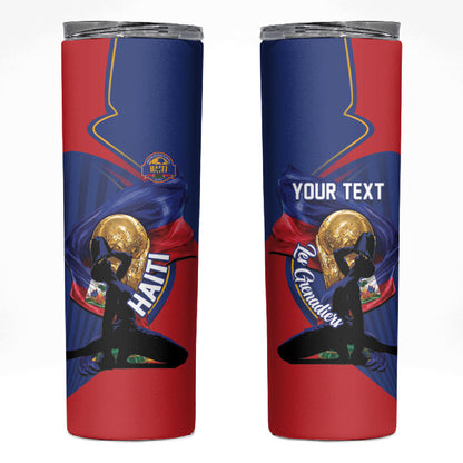 Personalized Haiti Football Champions Skinny Tumbler National Pride Gold Trophy