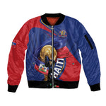 Personalized Haiti Football Champions Sleeve Zip Bomber Jacket National Pride Gold Trophy
