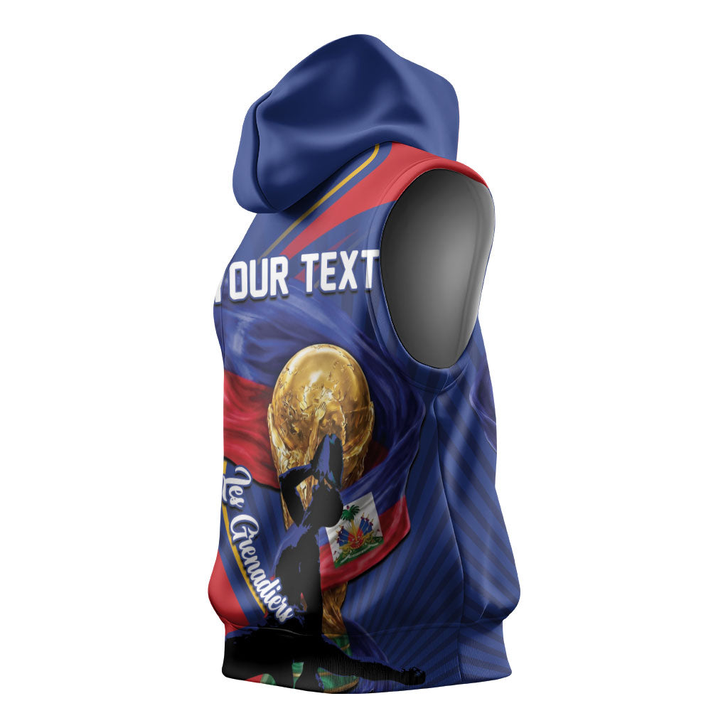 Personalized Haiti Football Champions Sleeveless Hoodie National Pride Gold Trophy