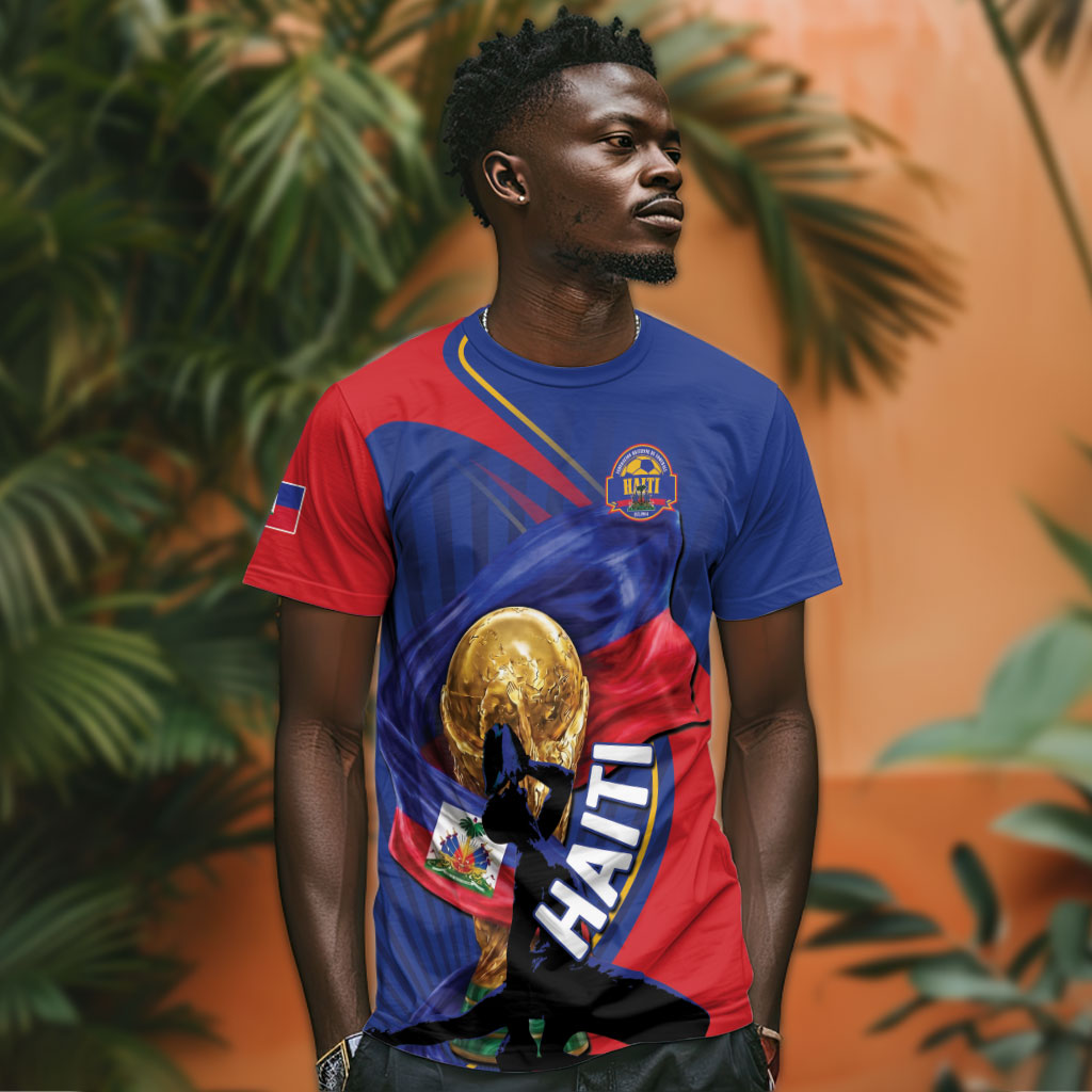 Personalized Haiti Football Champions T shirt National Pride Gold Trophy