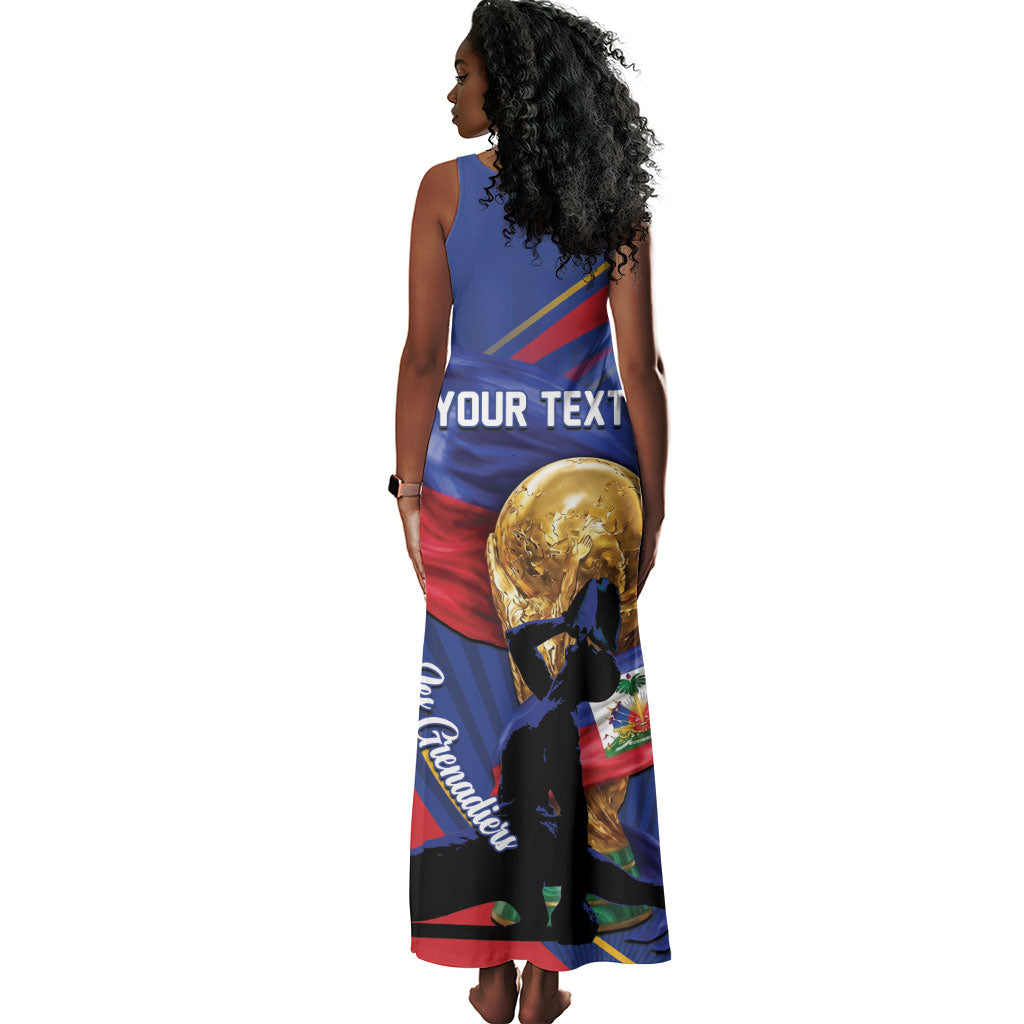 Personalized Haiti Football Champions Tank Maxi Dress National Pride Gold Trophy
