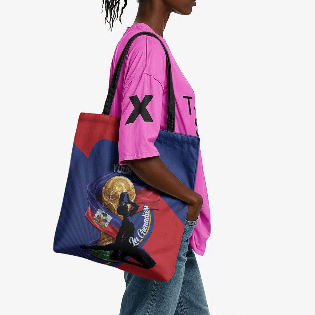 Personalized Haiti Football Champions Tote Bag National Pride Gold Trophy