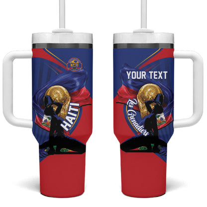 Personalized Haiti Football Champions Tumbler With Handle National Pride Gold Trophy