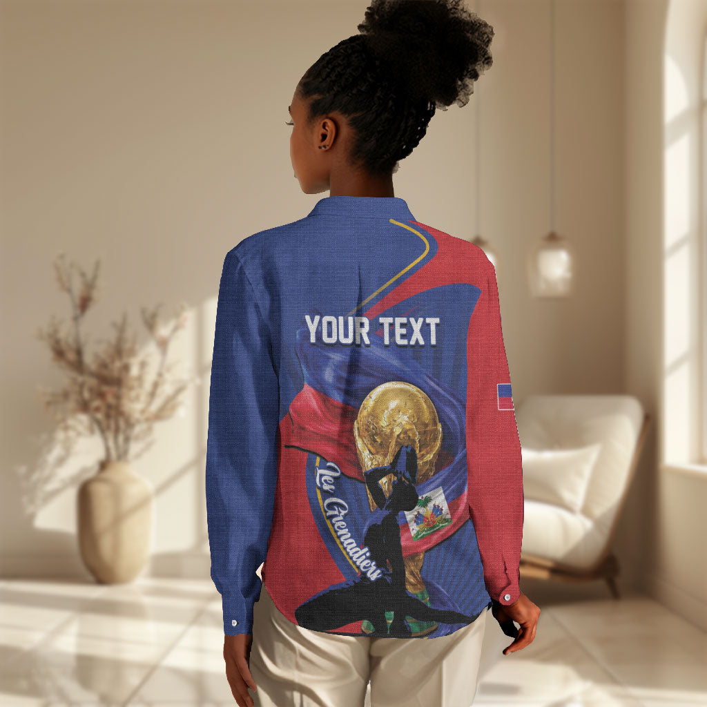 Personalized Haiti Football Champions Women Casual Shirt National Pride Gold Trophy
