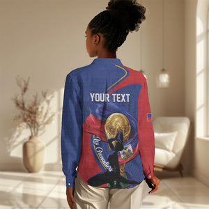 Personalized Haiti Football Champions Women Casual Shirt National Pride Gold Trophy