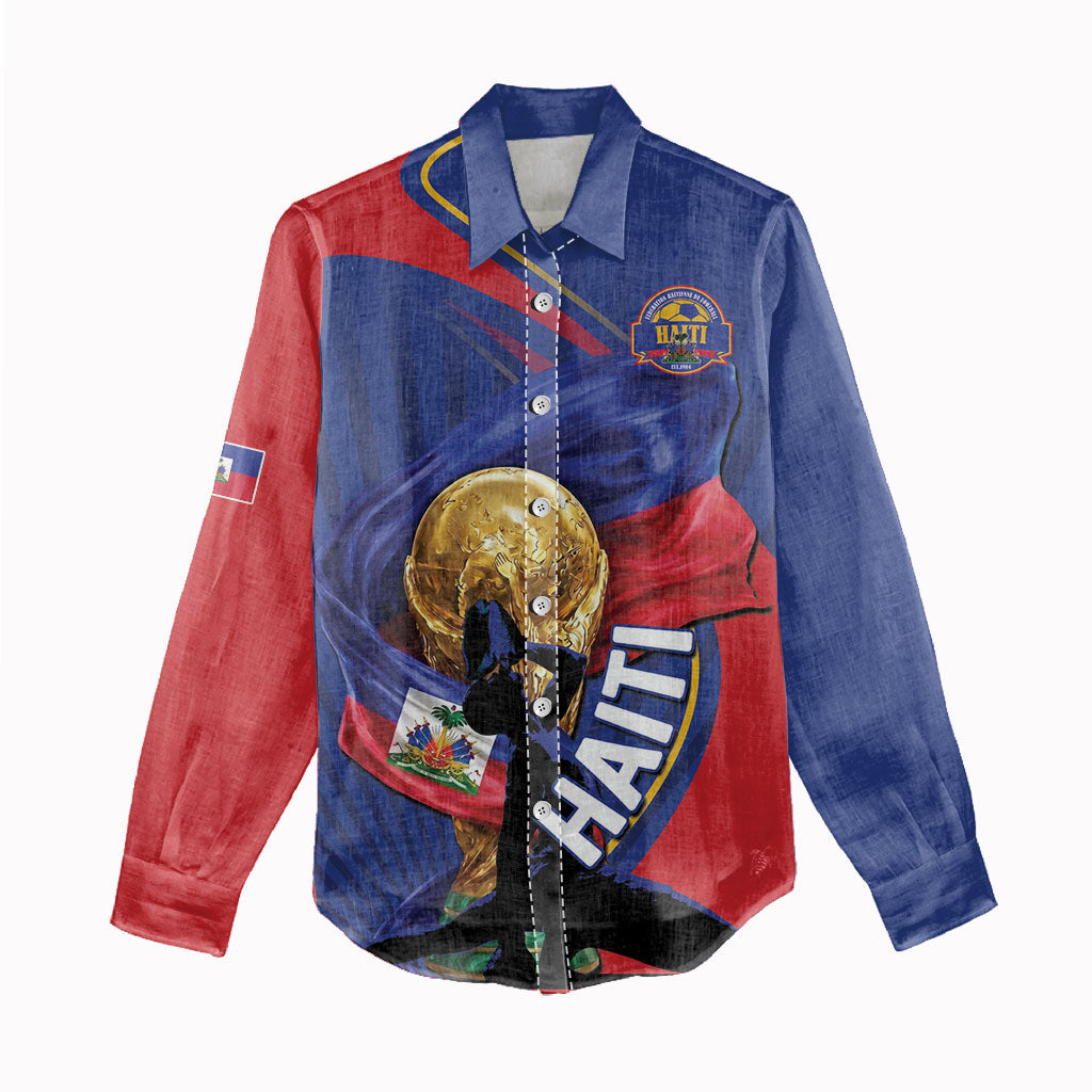 Personalized Haiti Football Champions Women Casual Shirt National Pride Gold Trophy