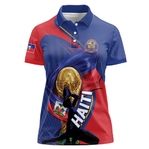Personalized Haiti Football Champions Women Polo Shirt National Pride Gold Trophy