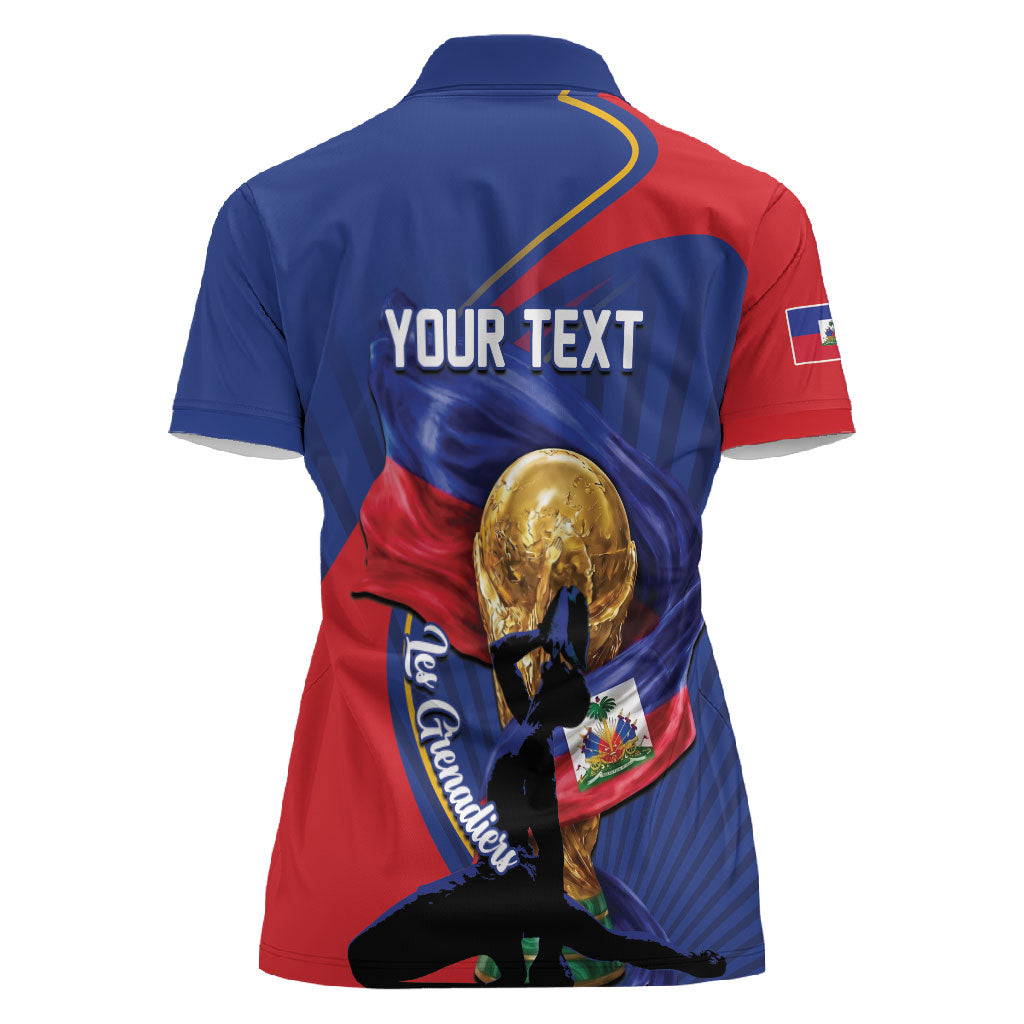 Personalized Haiti Football Champions Women Polo Shirt National Pride Gold Trophy