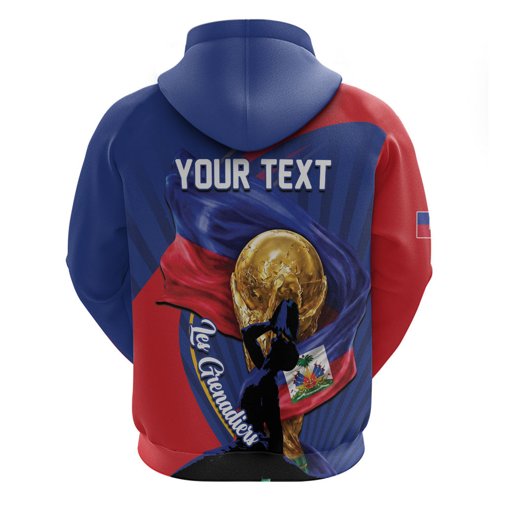 Personalized Haiti Football Champions Zip Hoodie National Pride Gold Trophy