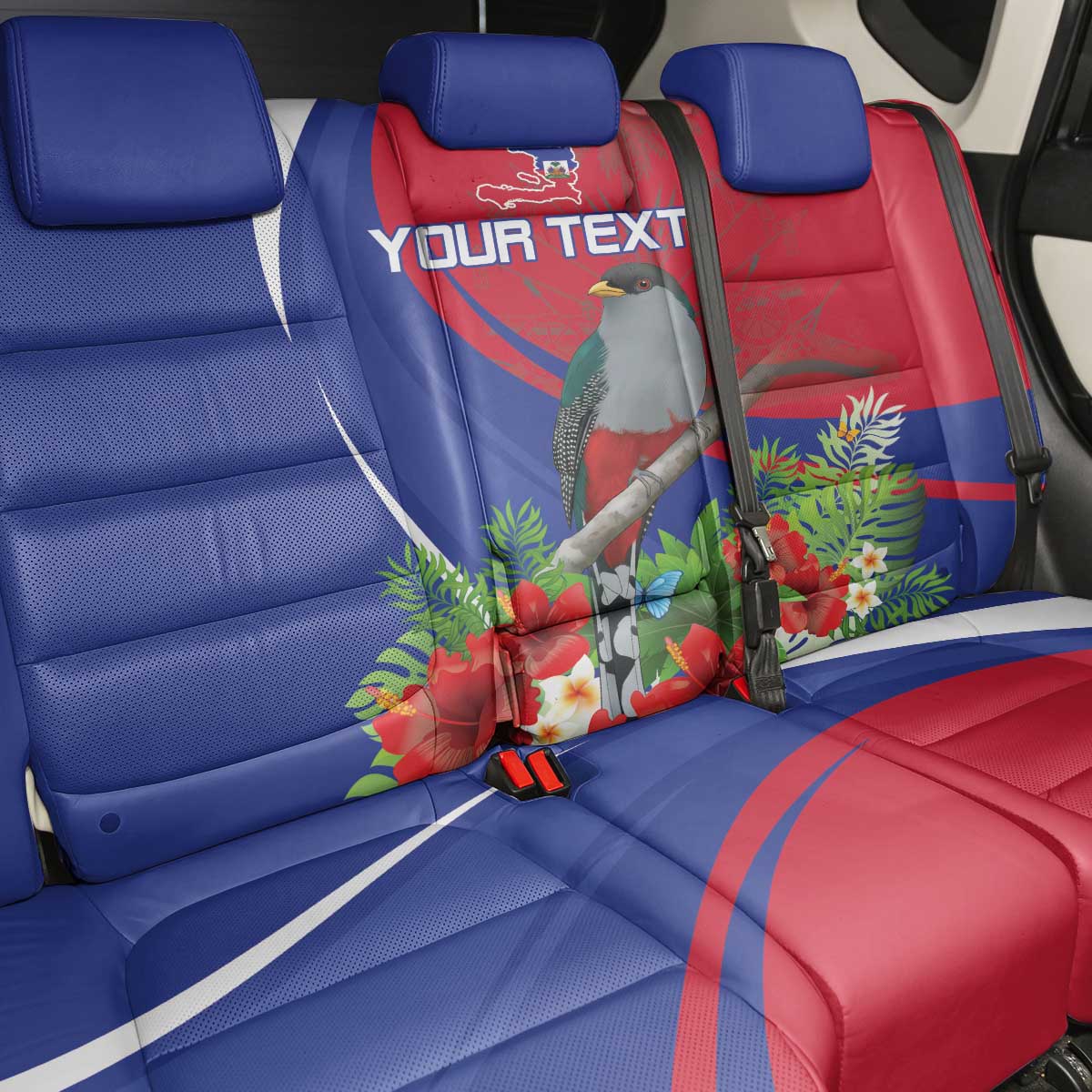 Personalized Afro-Haitians Back Car Seat Cover Hispaniolan Trogon Sporty Style - African Pride