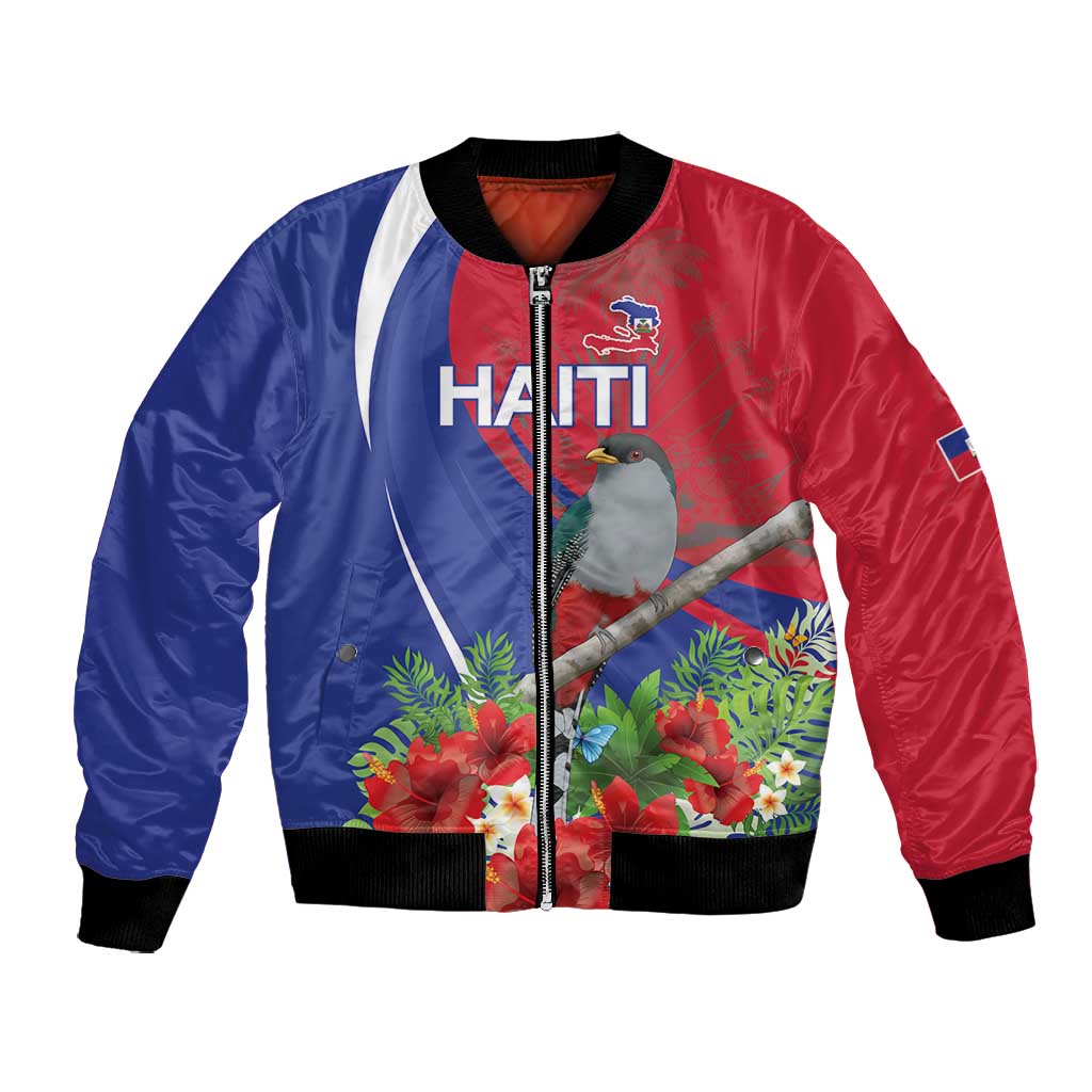 Personalized Afro-Haitians Bomber Jacket Hispaniolan Trogon Sporty Style - African Pride