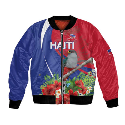 Personalized Afro-Haitians Bomber Jacket Hispaniolan Trogon Sporty Style - African Pride