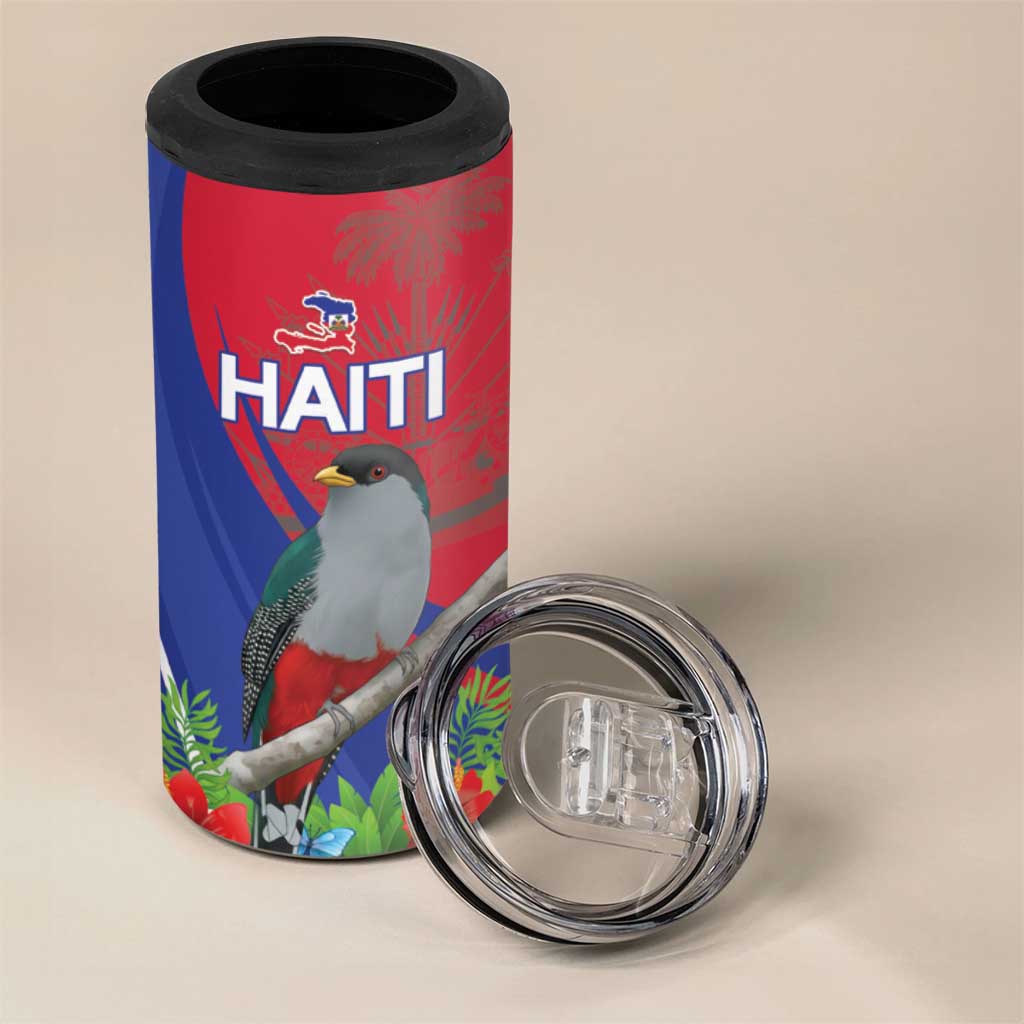 Personalized Afro-Haitians 4 in 1 Can Cooler Tumbler Hispaniolan Trogon Sporty Style - African Pride