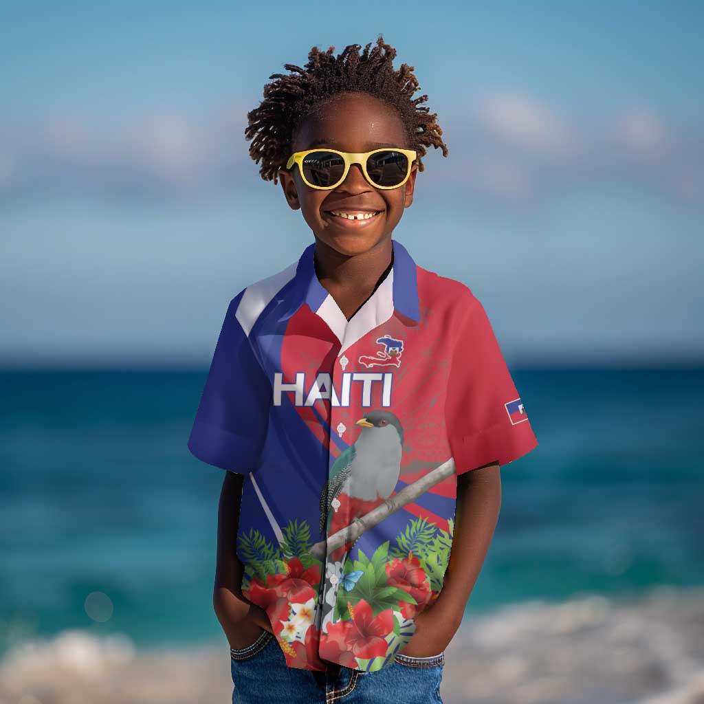 Personalized Afro-Haitians Kid Hawaiian Shirt Hispaniolan Trogon Sporty Style - African Pride