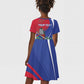 Personalized Afro-Haitians Kid Short Sleeve Dress Hispaniolan Trogon Sporty Style - African Pride