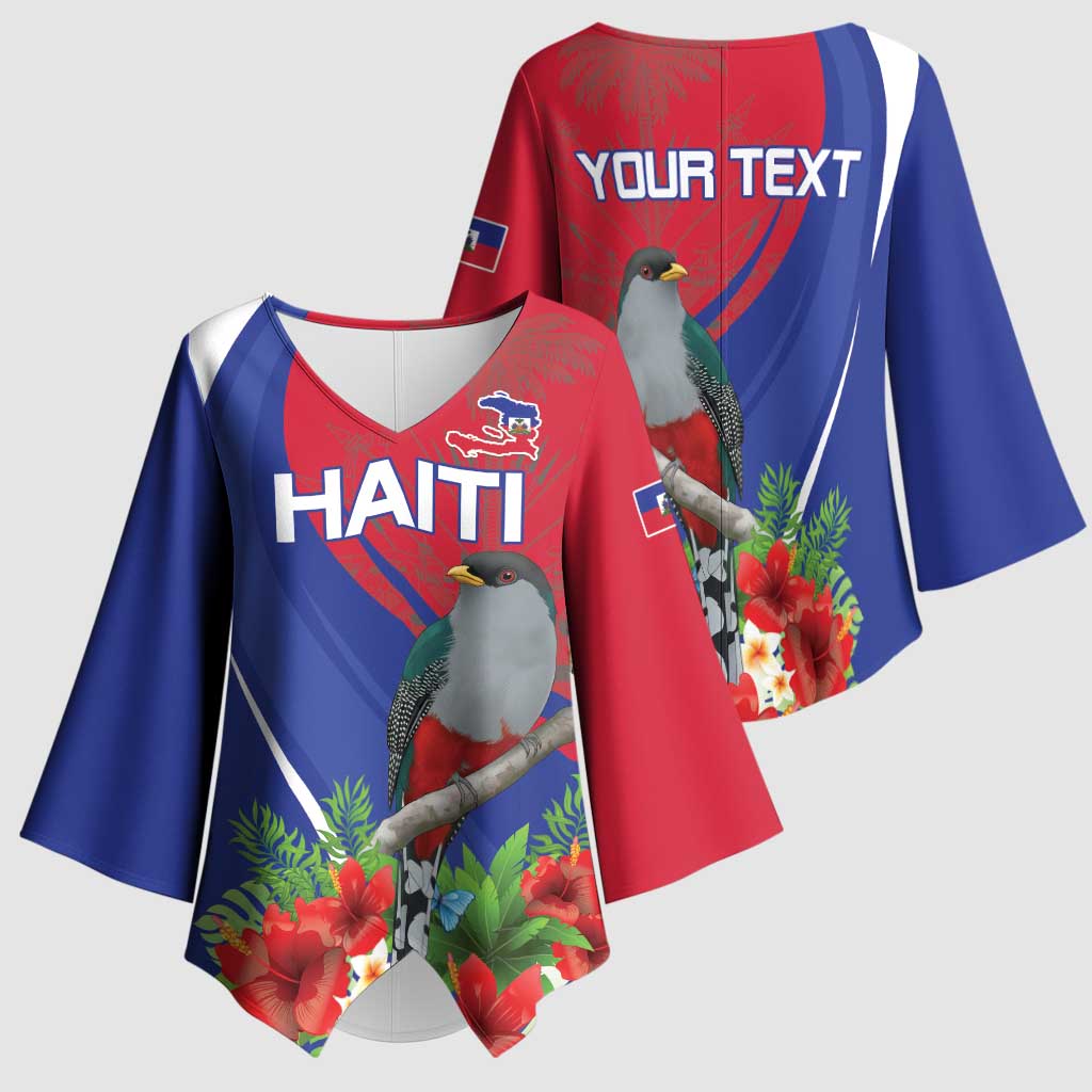 Personalized Afro-Haitians Kimono Sleeve Blouse Hispaniolan Trogon Sporty Style