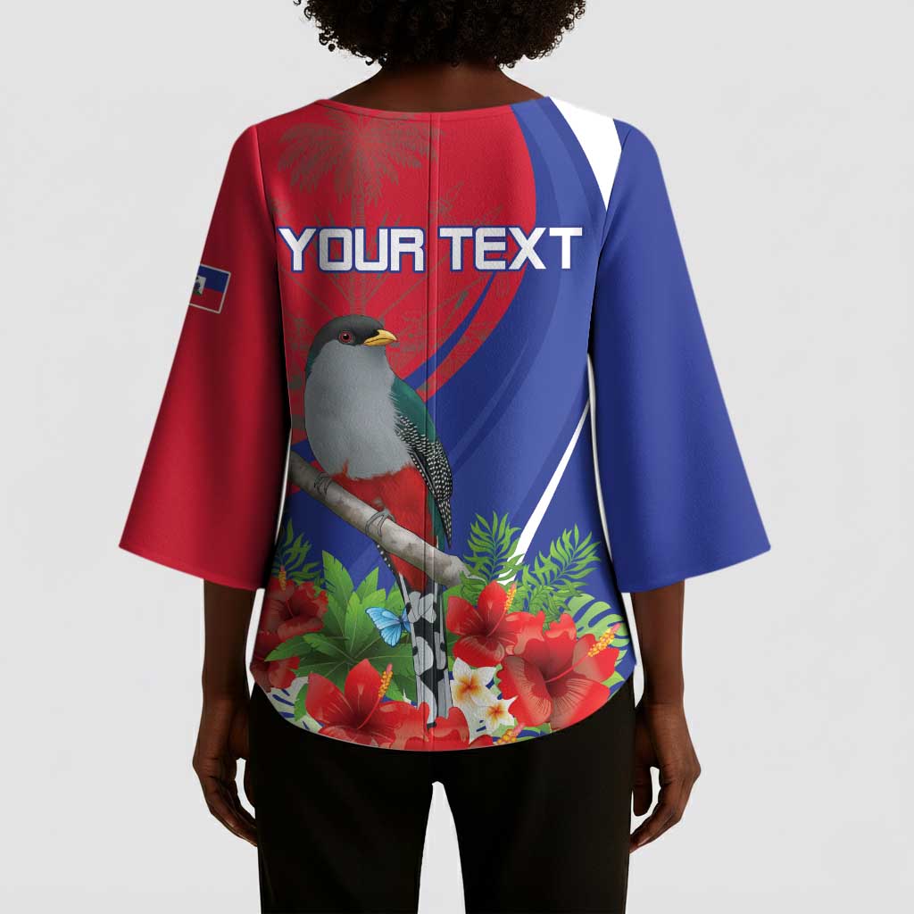 Personalized Afro-Haitians Kimono Sleeve Blouse Hispaniolan Trogon Sporty Style