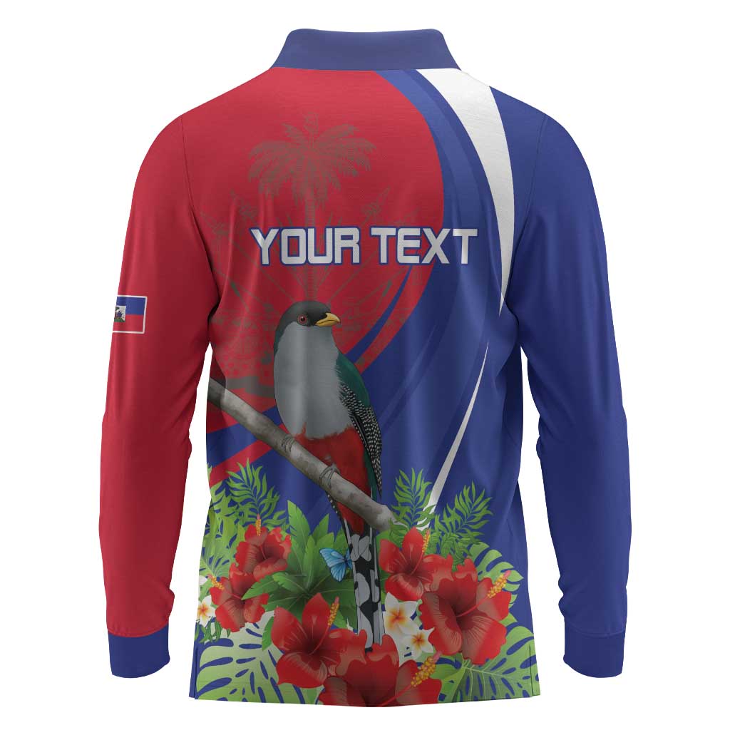 Personalized Afro-Haitians Long Sleeve Polo Shirt Hispaniolan Trogon Sporty Style - African Pride