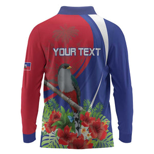 Personalized Afro-Haitians Long Sleeve Polo Shirt Hispaniolan Trogon Sporty Style - African Pride