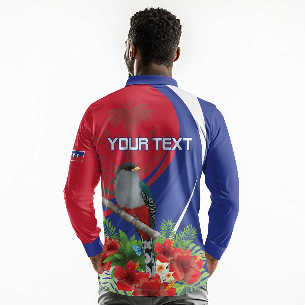 Personalized Afro-Haitians Long Sleeve Polo Shirt Hispaniolan Trogon Sporty Style - African Pride