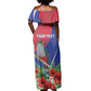 Personalized Afro-Haitians Off Shoulder Maxi Dress Hispaniolan Trogon Sporty Style - African Pride