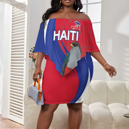 Personalized Afro-Haitians Off Shoulder Short Dress Hispaniolan Trogon Sporty Style - African Pride