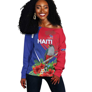 Personalized Afro-Haitians Off Shoulder Sweater Hispaniolan Trogon Sporty Style - African Pride