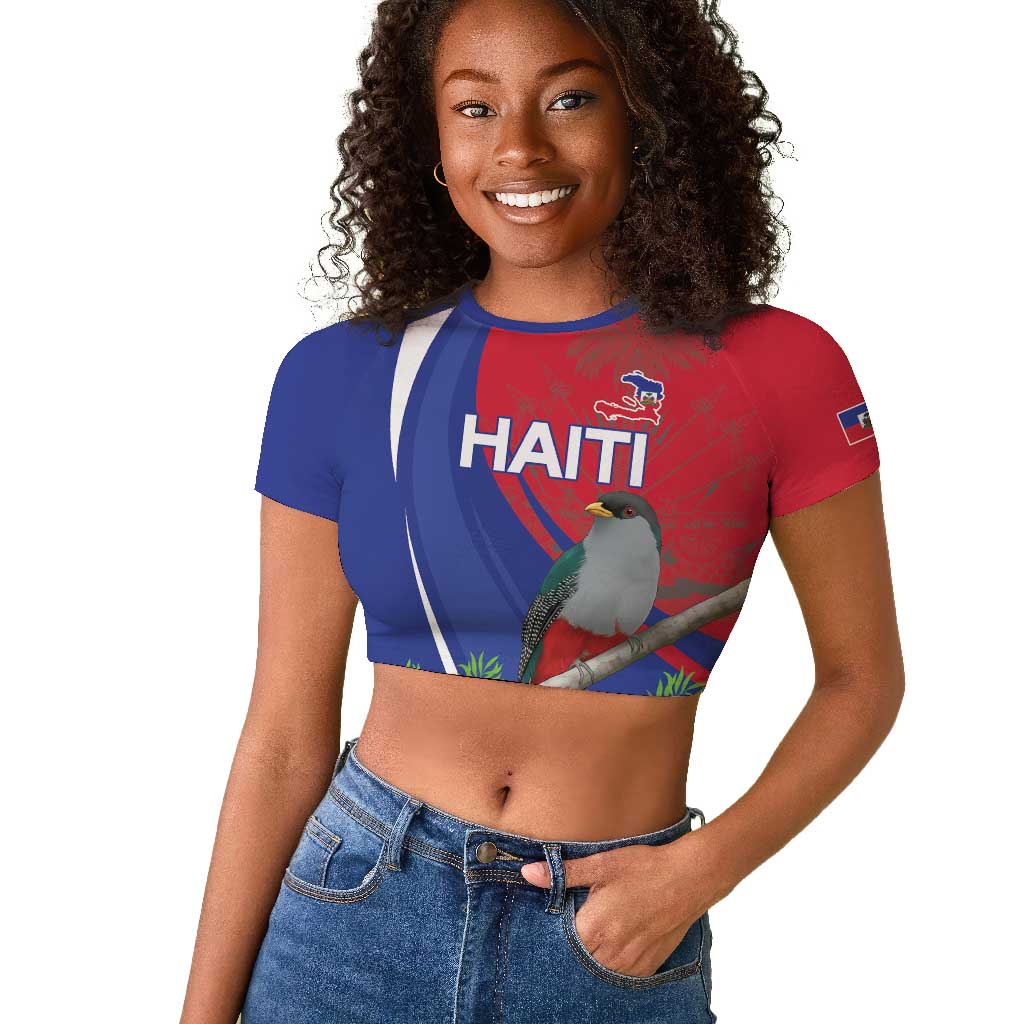 Personalized Afro-Haitians Raglan Cropped T shirt Hispaniolan Trogon Sporty Style - African Pride