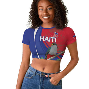 Personalized Afro-Haitians Raglan Cropped T shirt Hispaniolan Trogon Sporty Style - African Pride