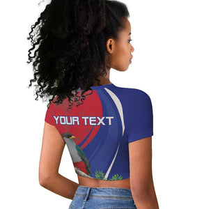 Personalized Afro-Haitians Raglan Cropped T shirt Hispaniolan Trogon Sporty Style - African Pride