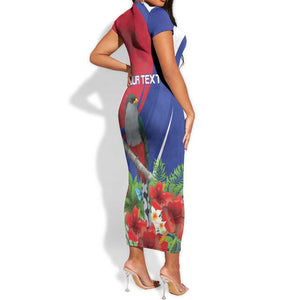 Personalized Afro-Haitians Short Sleeve Bodycon Dress Hispaniolan Trogon Sporty Style - African Pride