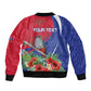 Personalized Afro-Haitians Sleeve Zip Bomber Jacket Hispaniolan Trogon Sporty Style - African Pride