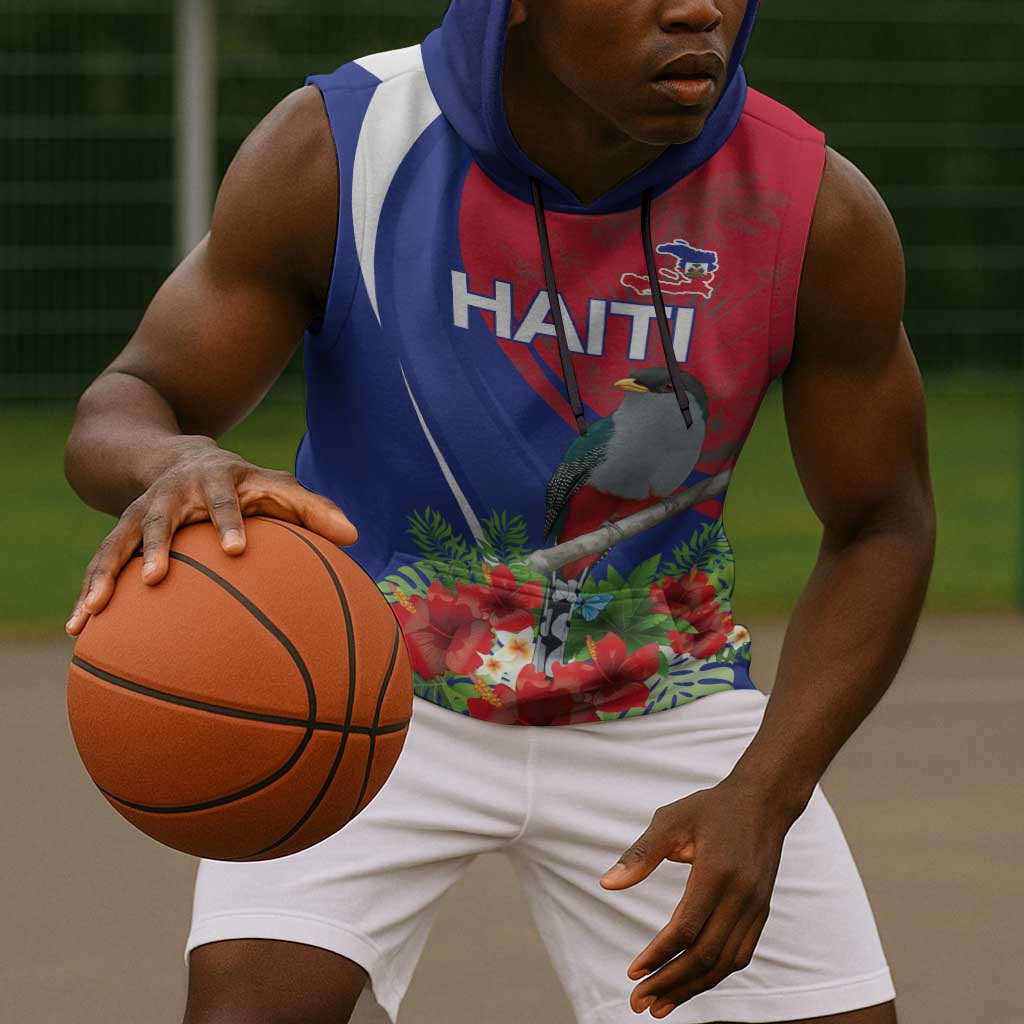 Personalized Afro-Haitians Sleeveless Hoodie Hispaniolan Trogon Sporty Style - African Pride