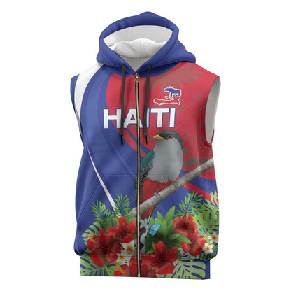 Personalized Afro-Haitians Sleeveless Zip Hoodie Hispaniolan Trogon Sporty Style - African Pride