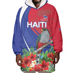 Personalized Afro-Haitians Wearable Blanket Hoodie Hispaniolan Trogon Sporty Style - African Pride
